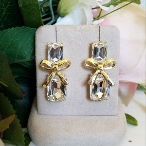 Sparkling Gold Bow Earrings